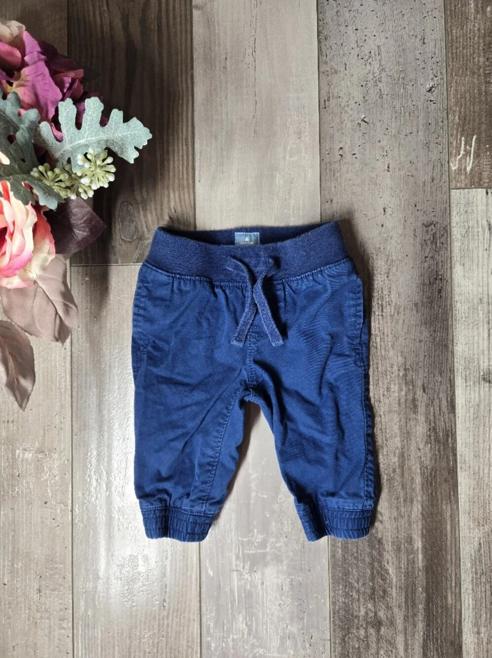 Baby Gap Navy Blue Elastic Waist Jogger Pants Size 0-3m Baby Boy NWOT